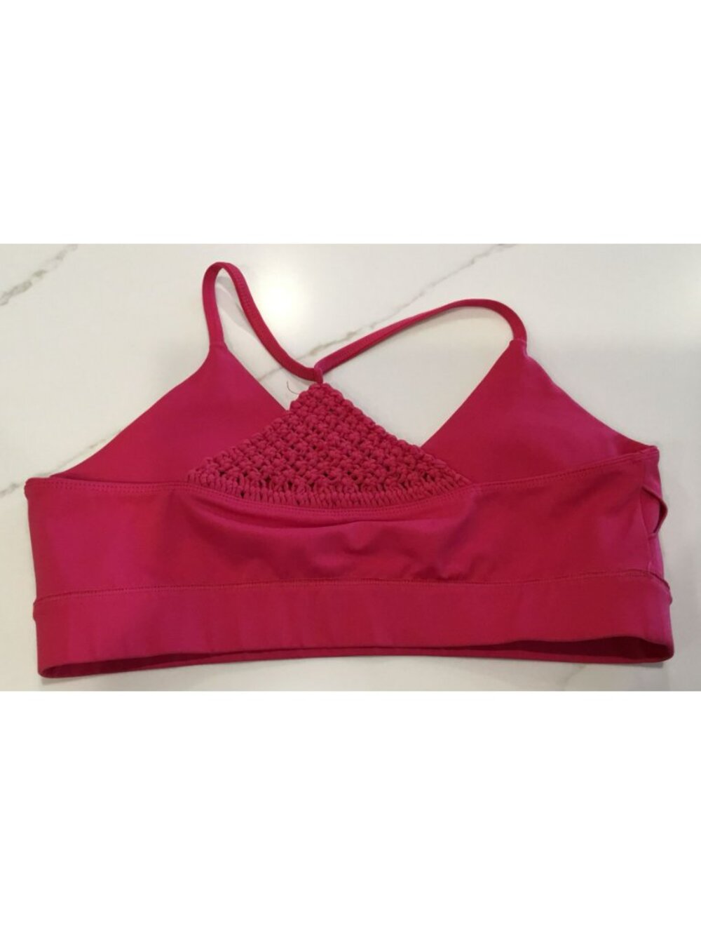Carbon38 Pink Crochet Back Sports Bra L Polyester Spandex Blend - Picture 5 of 6
